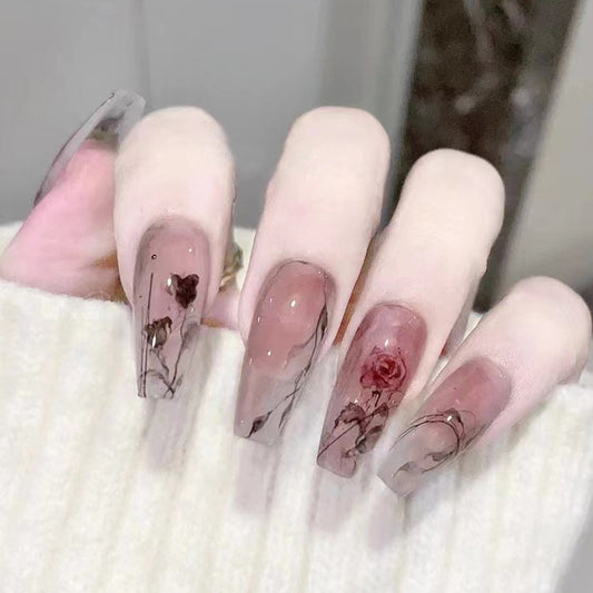 L68 Solitary Withered Rose High-end Press on Nails