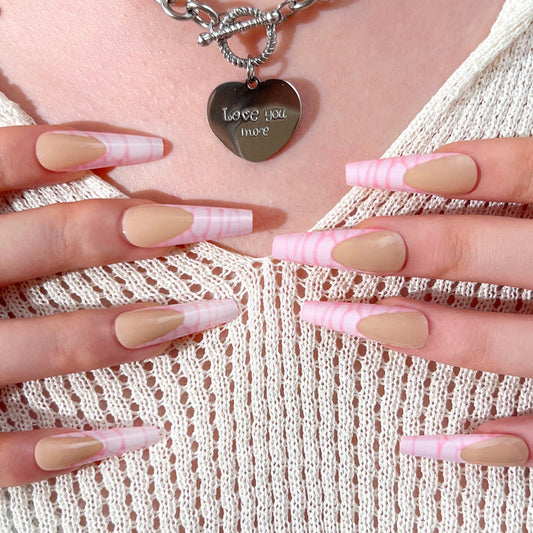 L45 French Croc Pink High-end Press on Nails