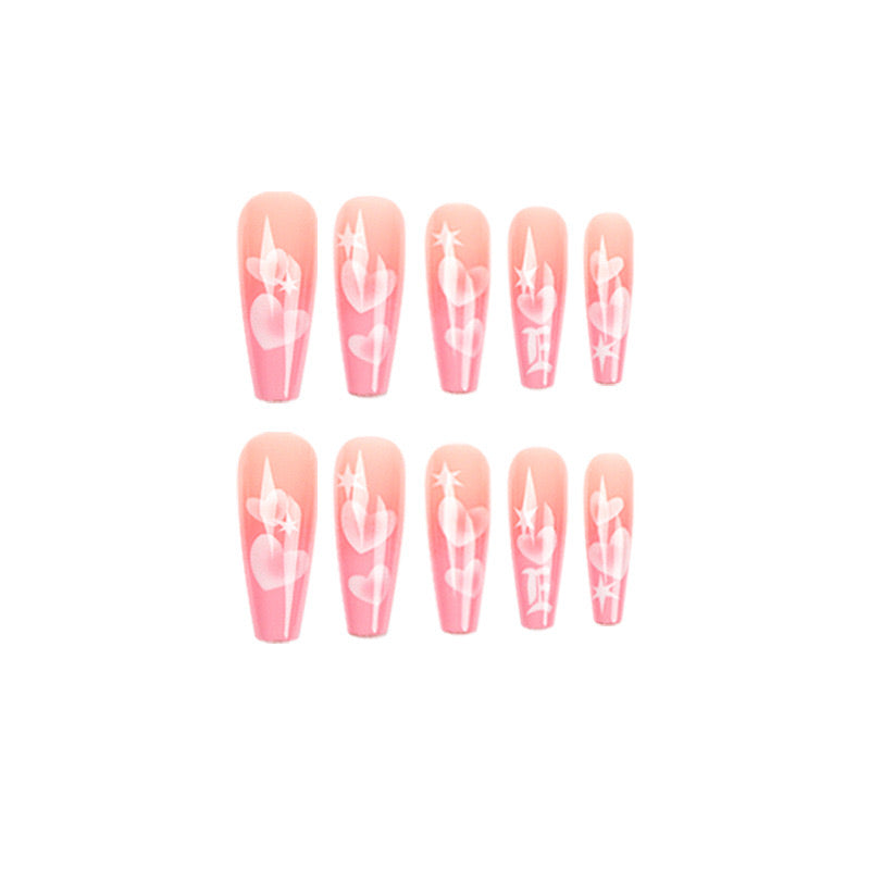 L73 Dreamy Pink Hearts High-end Press on Nails