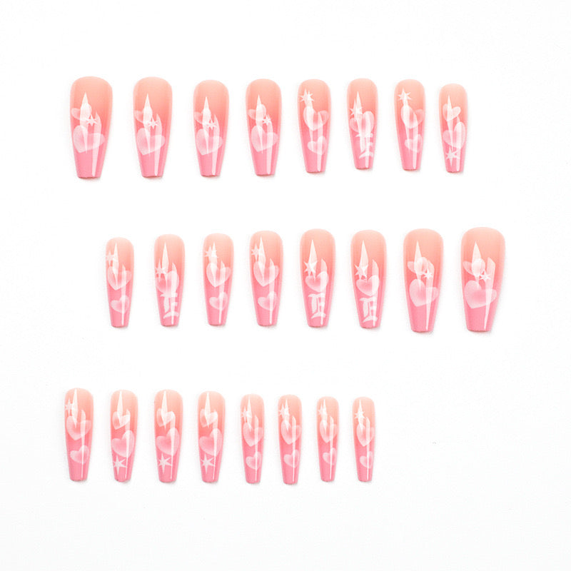 L73 Dreamy Pink Hearts High-end Press on Nails