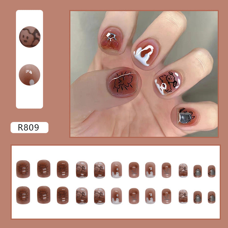 S83 Cute Puplets High-end Press on Nails