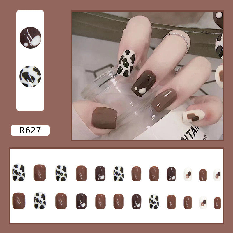 S58 Mocha Cowhide High-end Press on Nails