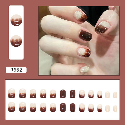 S66 Latte coffee High-end Press on Nails