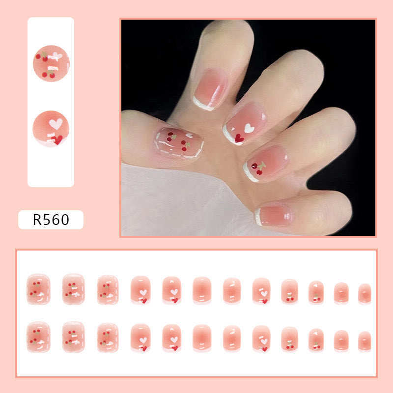 S28 Cherry Heart High-end Press on Nails