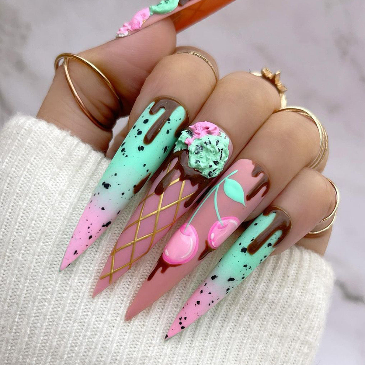 L30 Cherry Fantasy Ice Cream High-end Press on Nails