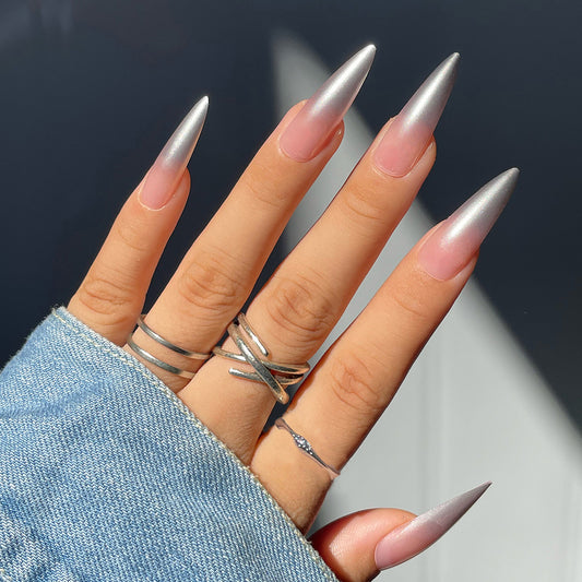 L31 Silver Flow High-end Press on Nails