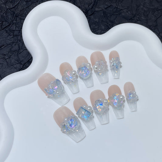 H92 Frenchie Radiance Sea Salt Diamonds High-end Press on Nails