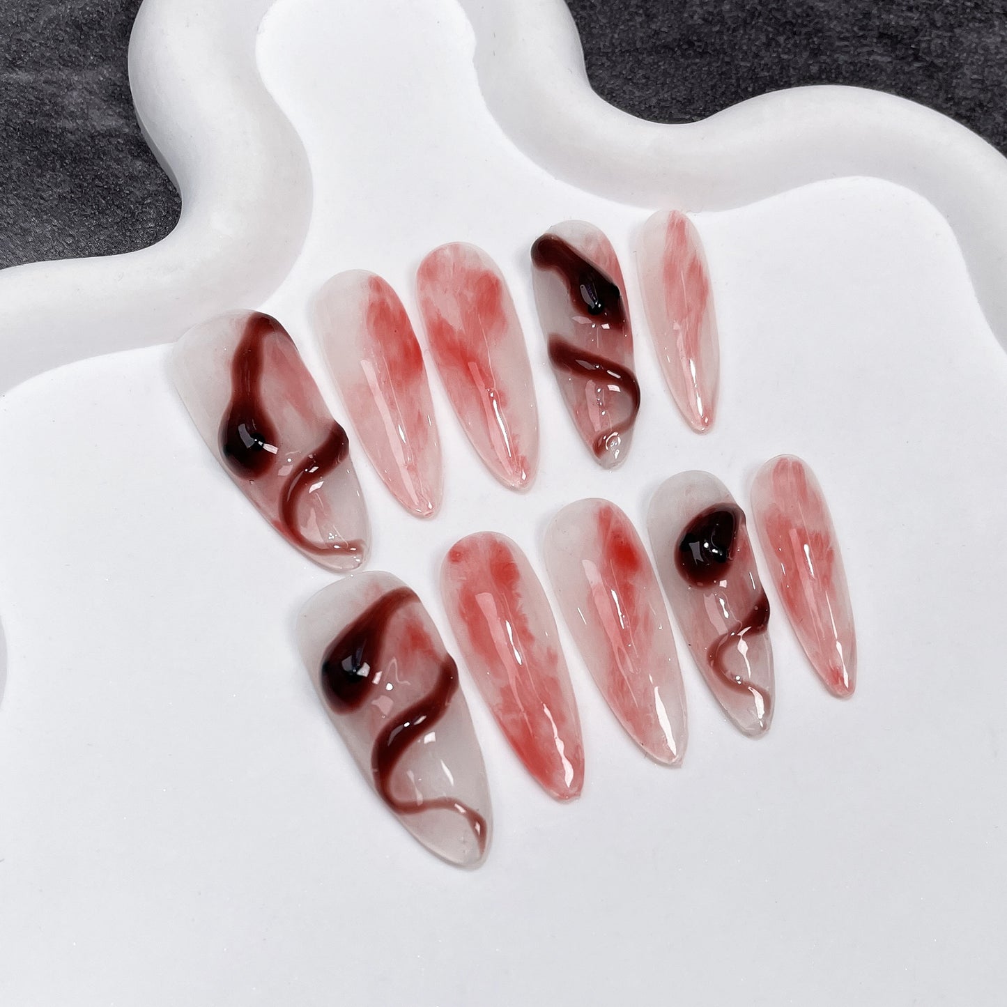 H86 Entwined Crimson Serpent High-end Press on Nails