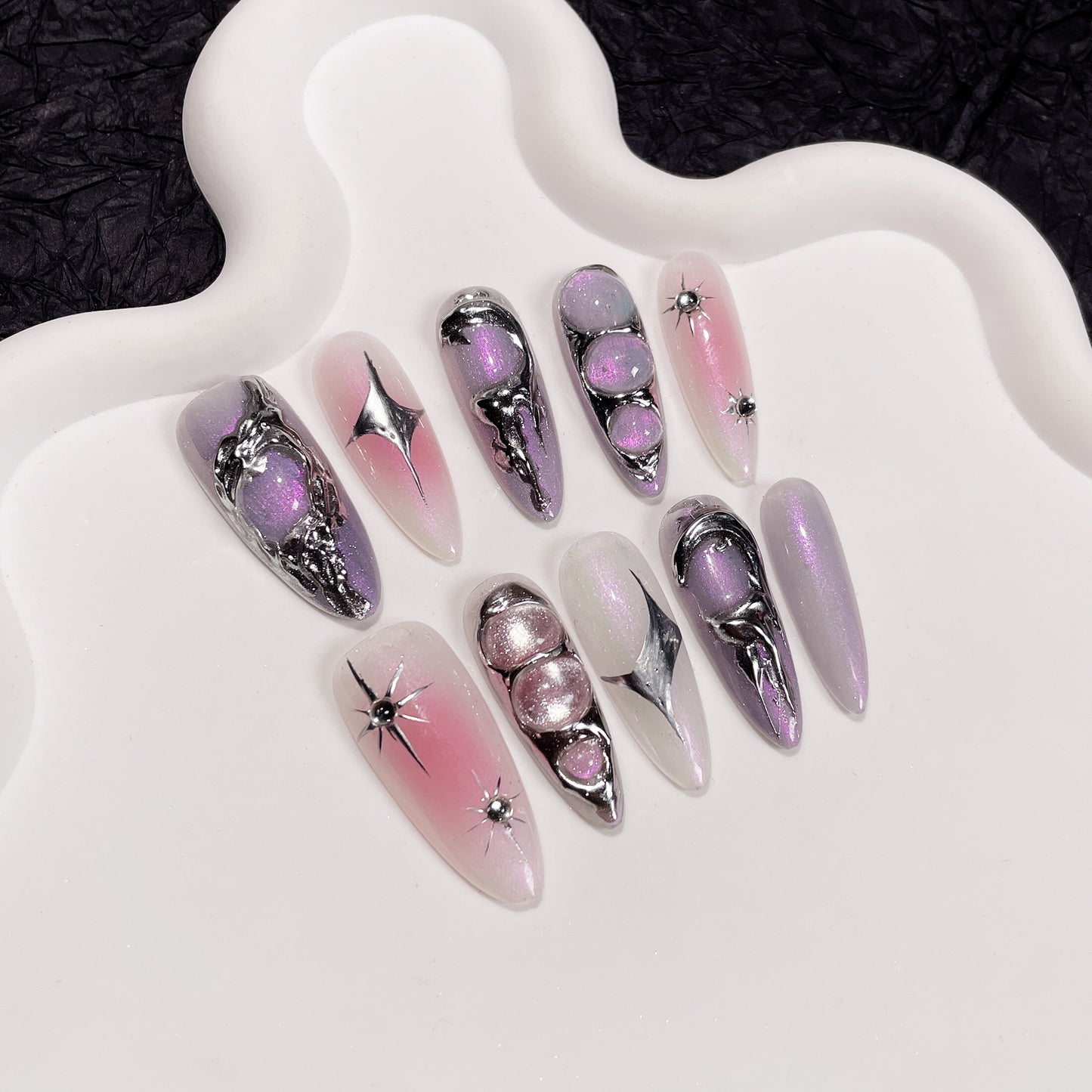 H58 Purple Wisteria Romance High-end Press on Nails