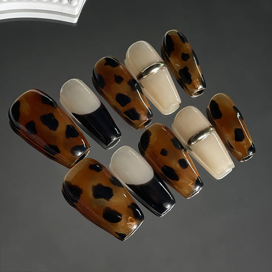 H32 Leopard French High-end Press on Nails