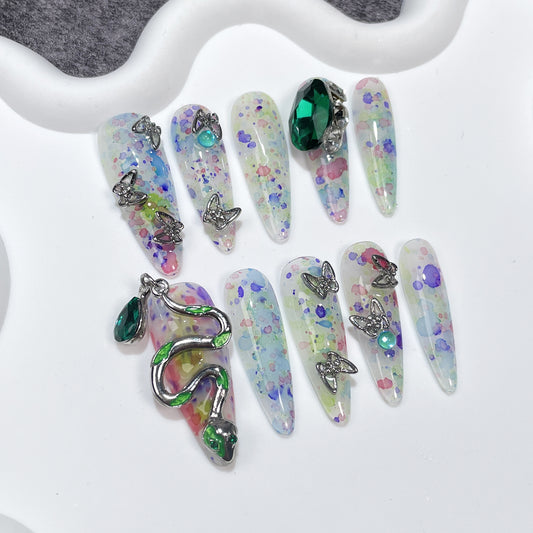 H37 Snakebite Stiletto Dye High-end Press on Nails