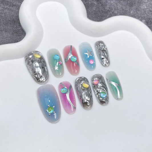 H83 Sassy Sweetie Color Clash High-end Press on Nails