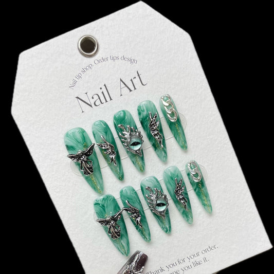 H166  Reusable Acrylic Nails High-end Press on Nails